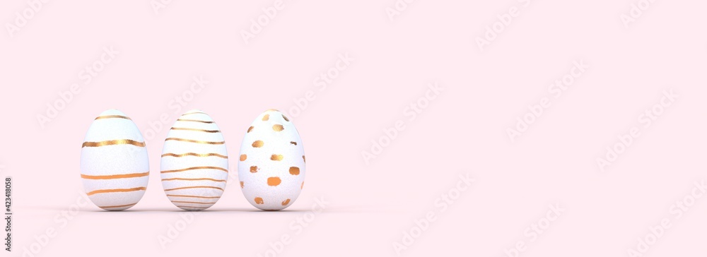 easter eggs with focus effect on pink background - 3D rendering easter eggs with focus effect on pink background - 3D rendering