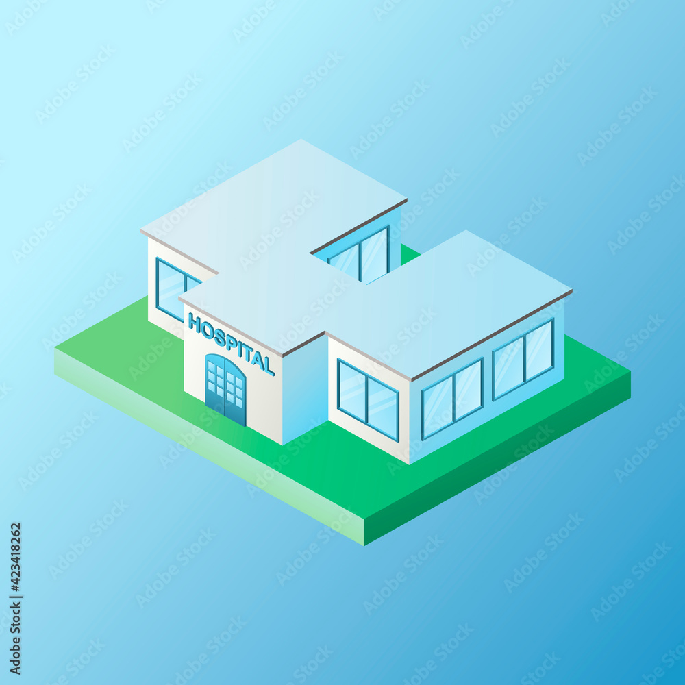 Vector isolated image in isometric style. Volumetric hospitals building, architecture and the concept of a modern city. Design decorative elements on the theme of modern life. Vector isolated image in isometric style. Volumetric hospitals building, architecture and the concept of a modern city. Design decorative elements on the theme of modern life.