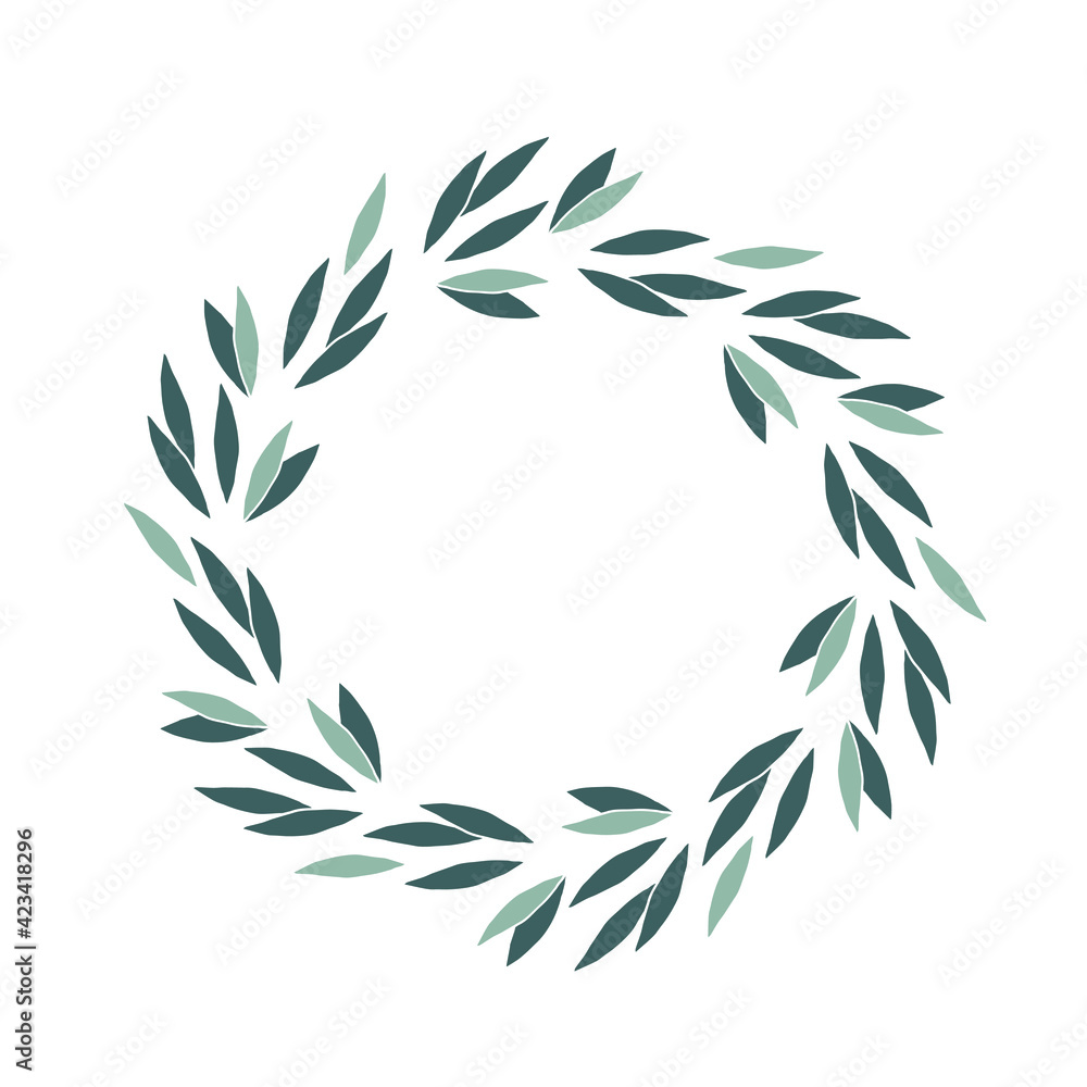 Leaf wreath for elegant design, rustic design, botanical design. Vector on a white background. Leaf wreath for elegant design, rustic design, botanical design. Vector on a white background.