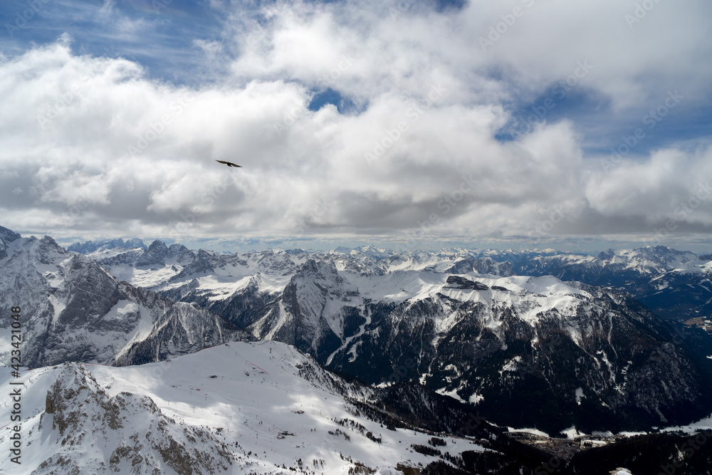 Obraz premium View from Sass Pordoi in the Upper Part of Val di Fassa