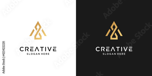 Abstract letter A logo design luxury