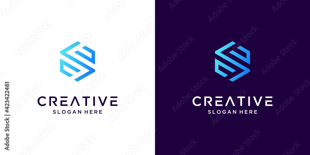 Abstract letter S with hexagon logo design Abstract letter S with hexagon logo design