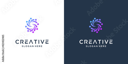 Letter S with dot technology logo design