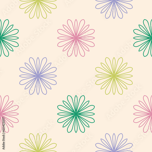 Abstract seamless pattern with mandala flower. Mosaic, tile, polka dot. Floral background. © _aine_