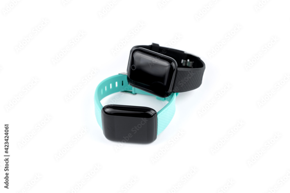 new black and green smart fitness bracelets with blank black screen new black and green smart fitness bracelets with blank black screen