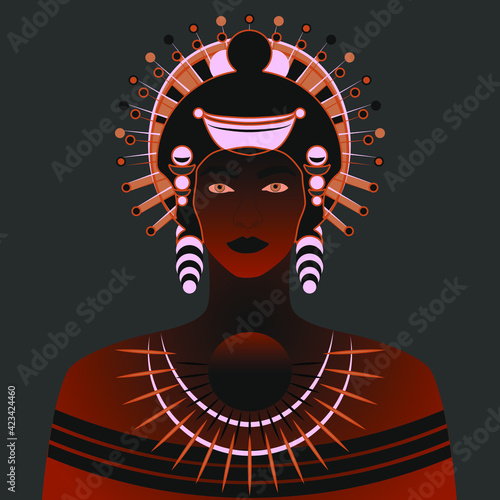 beautiful woman in a headdress. vector queen. 
