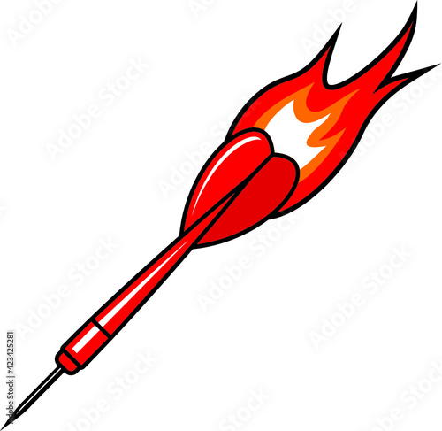 Vector illustration of the dart on fire