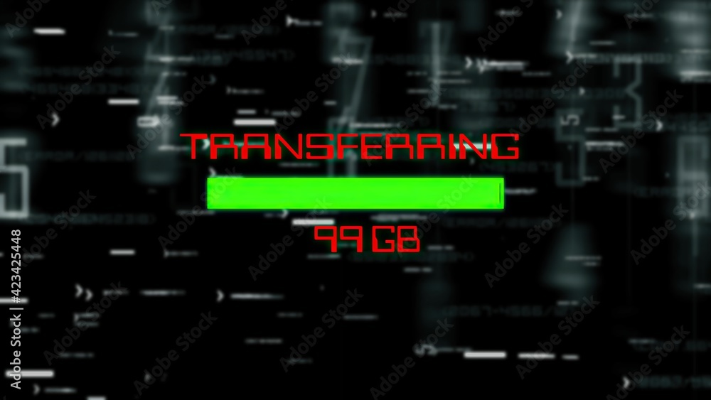 Transferring data progress bar on digital background Transferring data progress bar on digital background