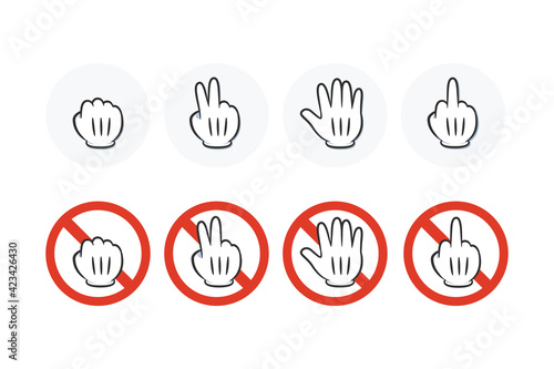 The Rock Paper Scissor game set with middle Finger sign