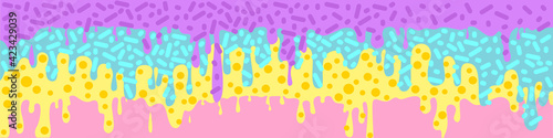 Colorful glaze for baked products. Glaze topping for donuts, cupcakes and Easter cakes. Vector Illustration