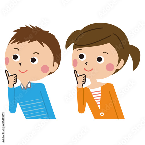 ポップな家族　感心する男の子と女の子