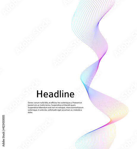 Design elements. Wave of many lines. Abstract vertical wavy stripes on white background isolated. Creative line art. Vector illustration EPS 10. Colourful waves with lines created using Blend Tool