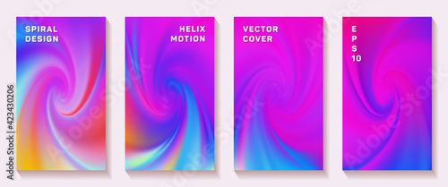 Gradient spiral rotation cover page templates set.