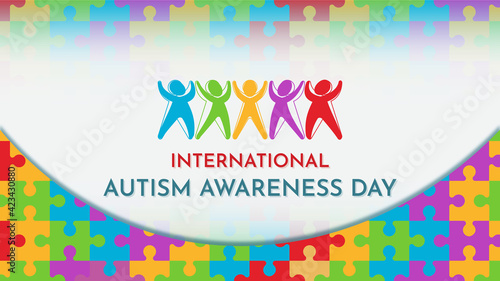 World autism awareness day wallpaper with kids flat illustration background