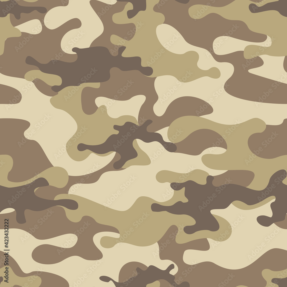 Fototapeta premium Camouflage seamless pattern. Abstract camo. Military texture. Endless pattern of sand-colored spots. Vector illustration