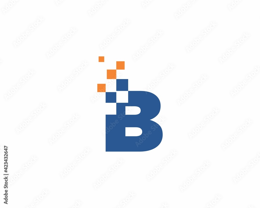 Letter B With Pixel Logo 001 Stock Vector | Adobe Stock