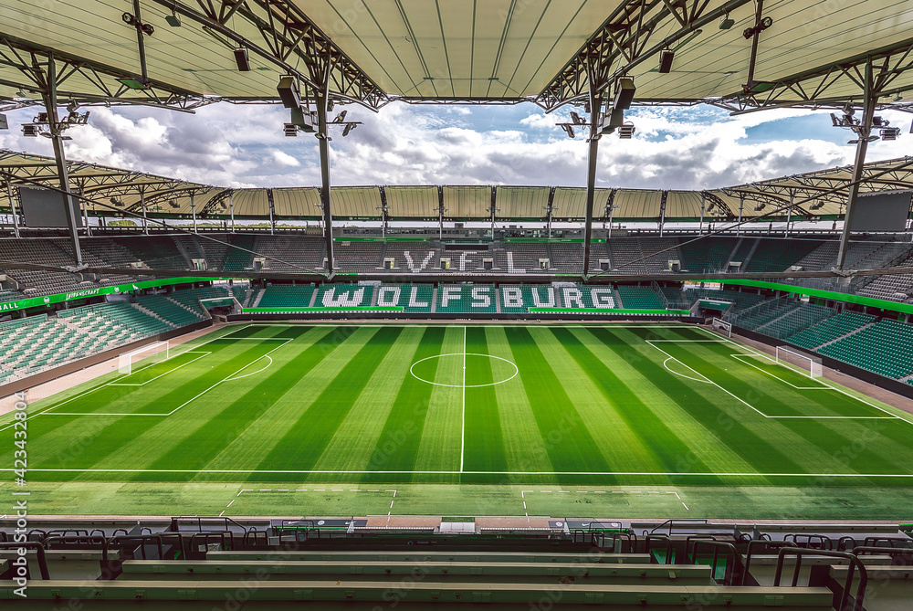 Foto Stock Volkswagen arena. Wolfsburg, Germany - June 2020 | Adobe Stock