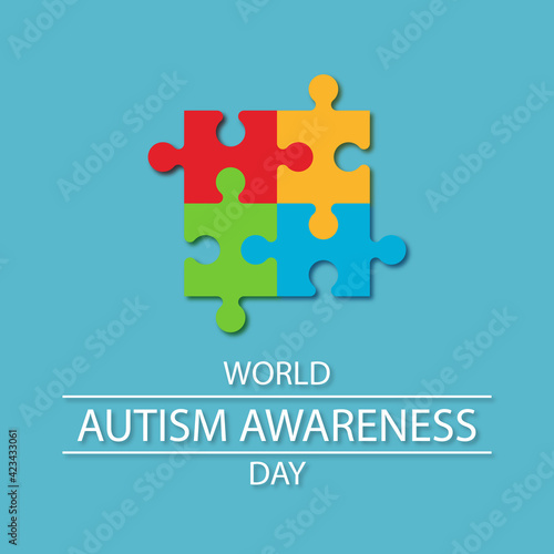 Autism awareness day social media post with square background illustration vector