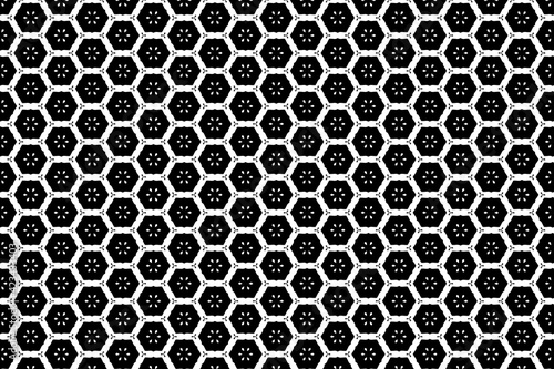 black and white seamless pattern. A simple abstract geometric honeycomb background pattern.