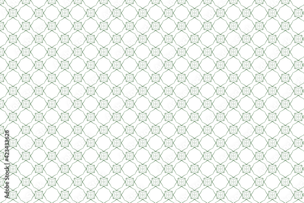 green seamless pattern with flowers, hexagon shape texture. Seamless geometric pattern For Fabric design.