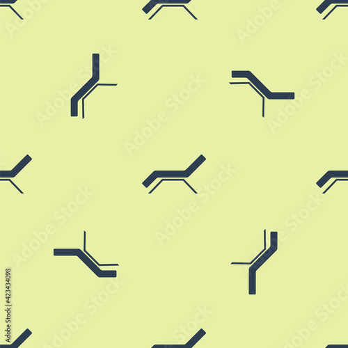 Blue Sunbed icon isolated seamless pattern on yellow background. Sun lounger. Vector