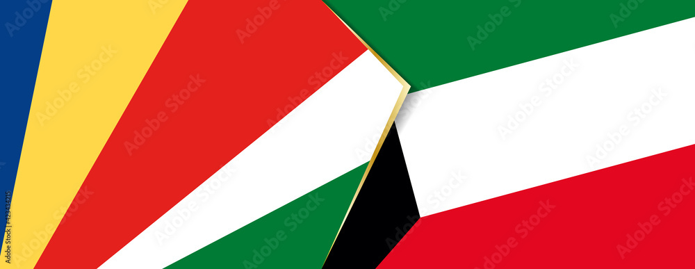 Seychelles and Kuwait flags, two vector flags. Seychelles and Kuwait flags, two vector flags.