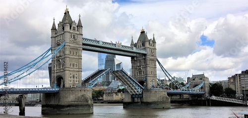 A view of Tower Bridge opening its drawbridge