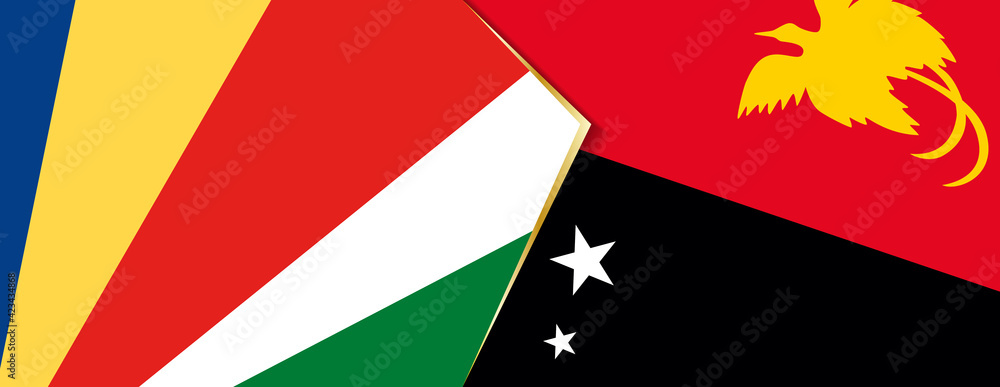 Seychelles and Papua New Guinea flags, two vector flags. Seychelles and Papua New Guinea flags, two vector flags.