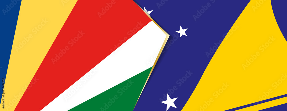 Seychelles and Tokelau flags, two vector flags. Seychelles and Tokelau flags, two vector flags.