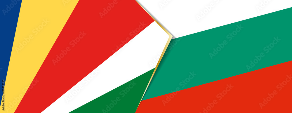Seychelles and Bulgaria flags, two vector flags.