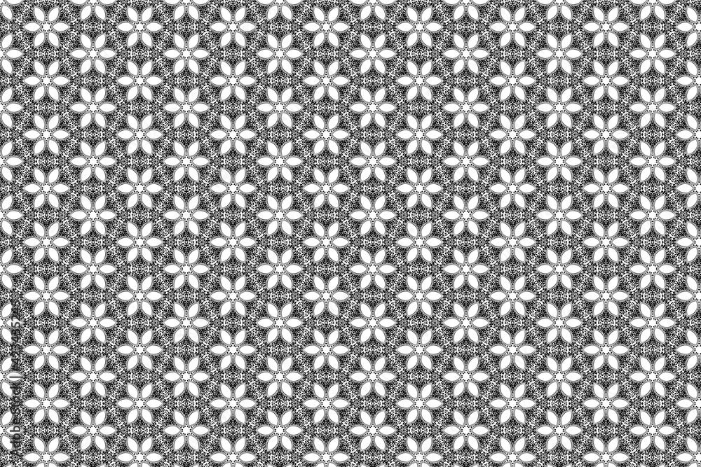 black and white floral seamless pattern. Abstract pattern Seamless geometric of Islamic. black and white mosaic ornament
