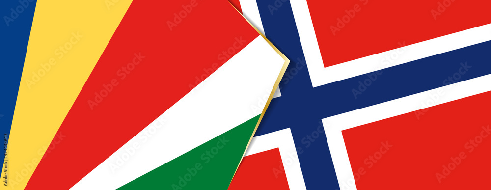 Seychelles and Norway flags, two vector flags.