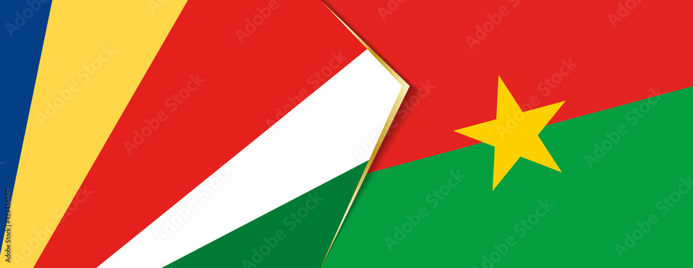 Seychelles and Burkina Faso flags, two vector flags. Seychelles and Burkina Faso flags, two vector flags.