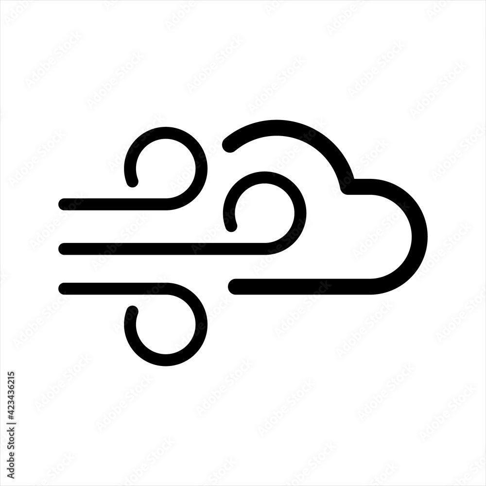 wind clouds Icon, Cloud and wind icon in flat style isolated on white background, Cloud and Wind Icon Vector wind clouds Icon, Cloud and wind icon in flat style isolated on white background, Cloud and Wind Icon Vector