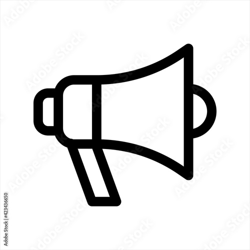 Megaphone Icon, Electric megaphone with sound or marketing advertising line art vector icon for apps and websites, Megaphone loudspeaker icon. Announcement symbol.