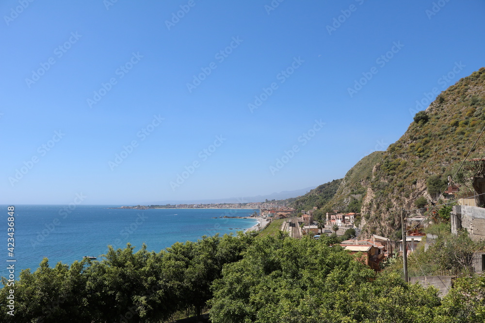 Landscape around Taormina on the Mediterranean Sea, Sicily Italy