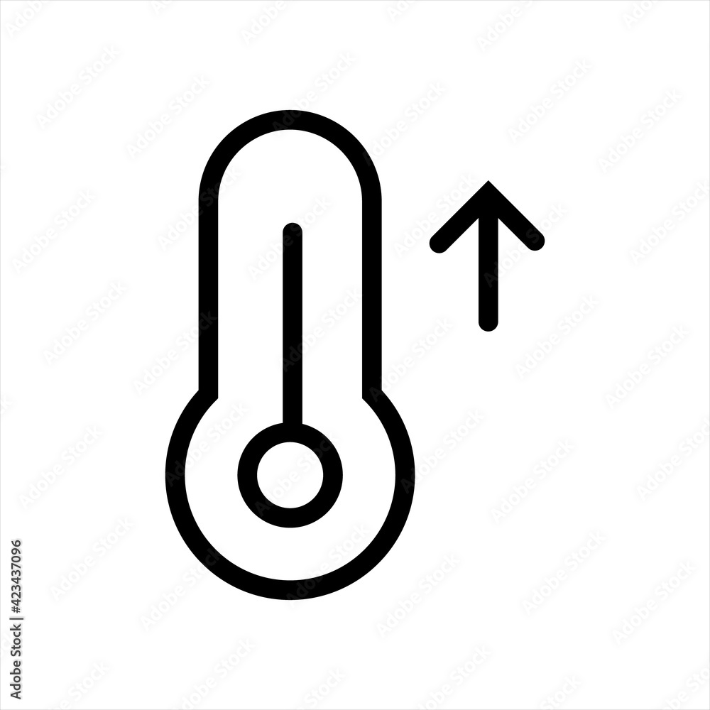 temperature up icon, outline style. Thermometer Icon Vector. High thermometer icon. Temperature diagnostic sign. Fever measuring symbol. Quality design element. Flat style high thermometer icon. temperature up icon, outline style. Thermometer Icon Vector. High thermometer icon. Temperature diagnostic sign. Fever measuring symbol. Quality design element. Flat style high thermometer icon.