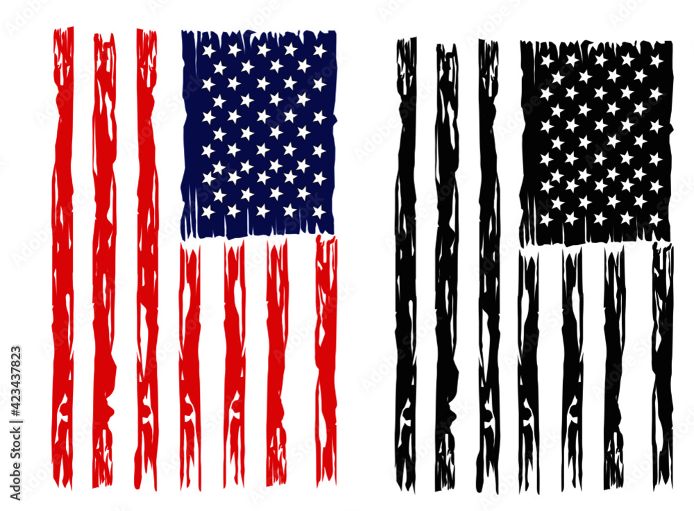 American Flag Vertical Retro Distressed Usa National Flag Red White