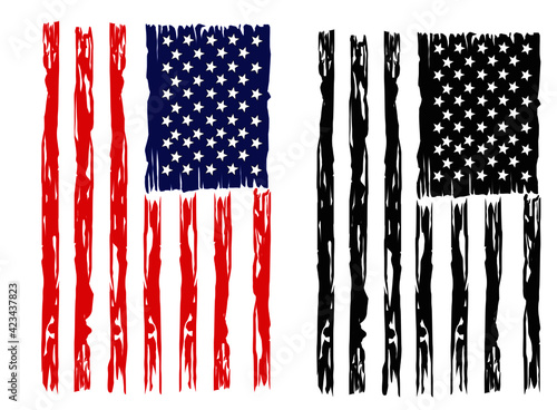 vector vertical vintage american flag