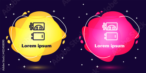Set line Crematorium icon isolated on blue background. Abstract banner with liquid shapes. Vector