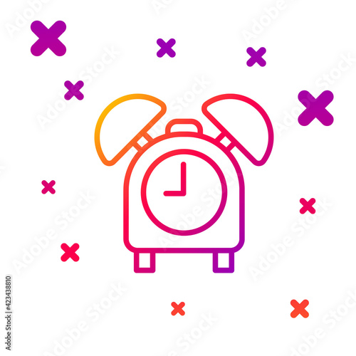 Color line Alarm clock icon isolated on white background. Wake up, get up concept. Time sign. Gradient random dynamic shapes. Vector