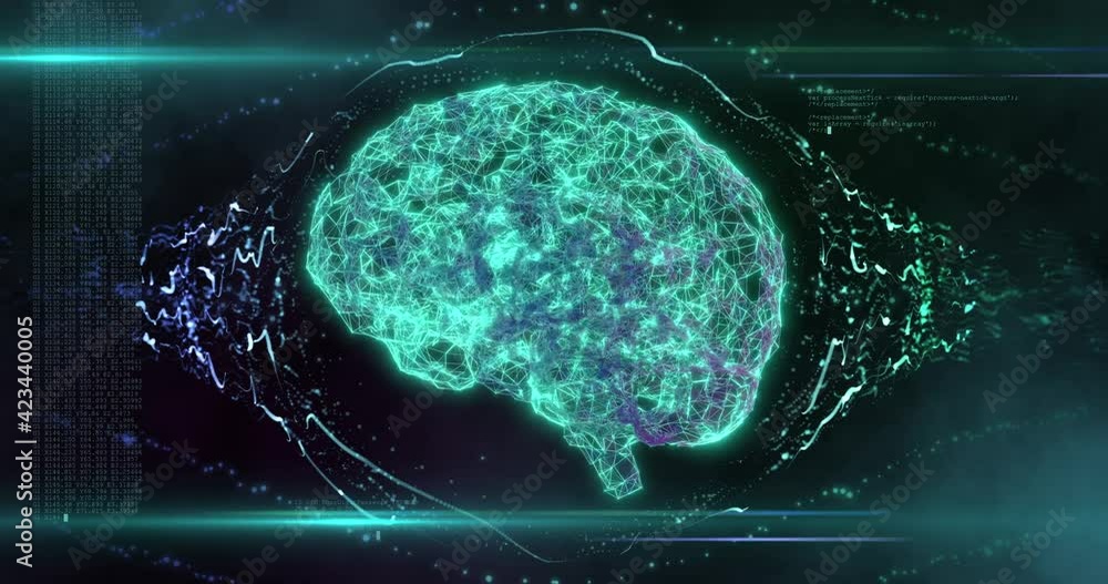 Vídeo do Stock: Flying inside Artificial Intelligence Digital Brain bid ...