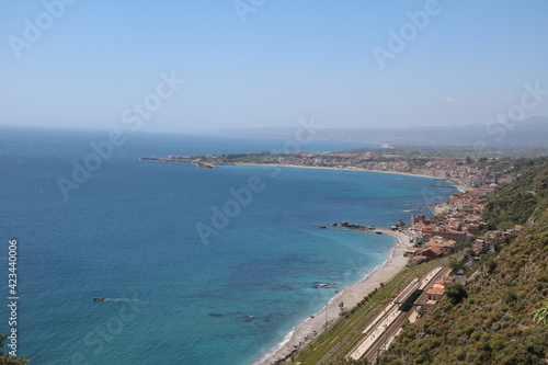 View from Giardini pubblici Taormina at Sicily, Italy