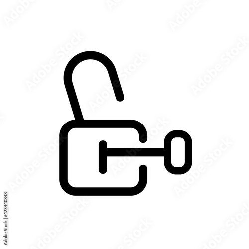 outline icon of unlocked lock on white background. Icon of padlock. Open padlock icon isolated on white background. Lock symbol. open padlock and key icon