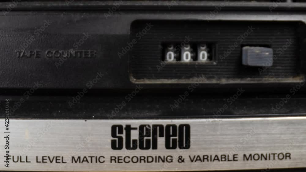 Retro ghettoblaster zooming on stereo word Retro ghettoblaster zooming on stereo word