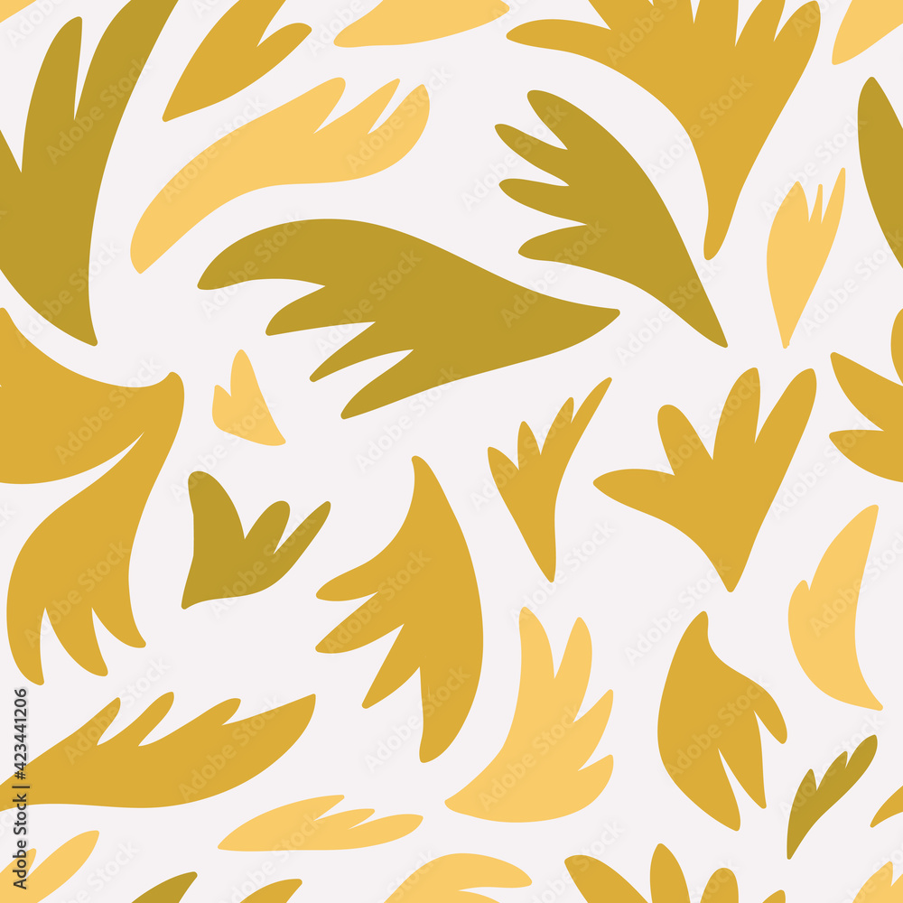 Vector hand drawn seamless pattern cute design. Yellow, brown, golden color shapes Vector hand drawn seamless pattern cute design. Yellow, brown, golden color shapes