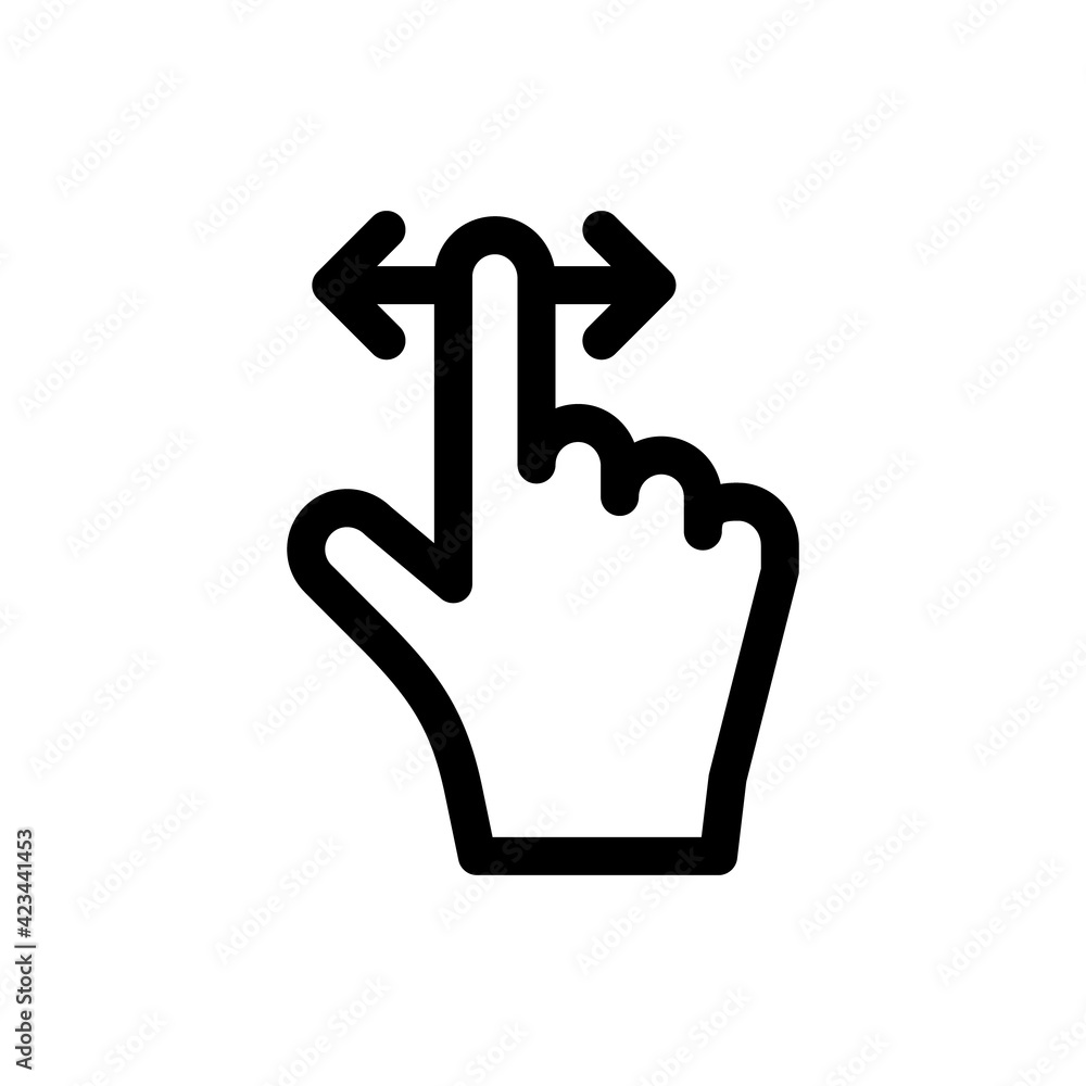 Hand cursor touch screen gestures icon. Swipe up icon. Vector on isolated white background. Swipe icon. Pointing hand with two arrows. Hand cursor touch screen gestures icon. Swipe up icon. Vector on isolated white background. Swipe icon. Pointing hand with two arrows.