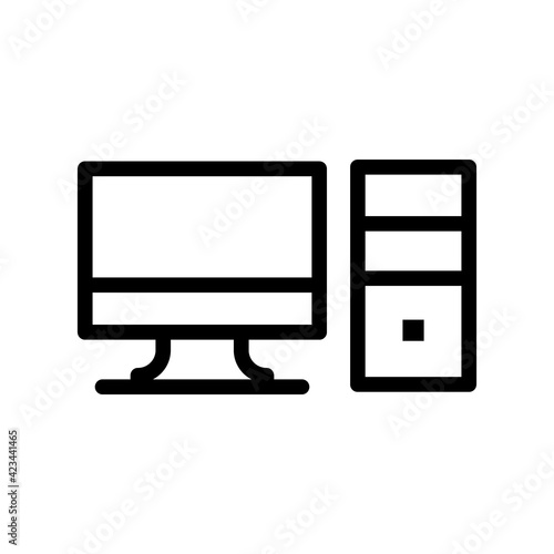 Home desktop computer personal PC flat vector icon for apps and websites
