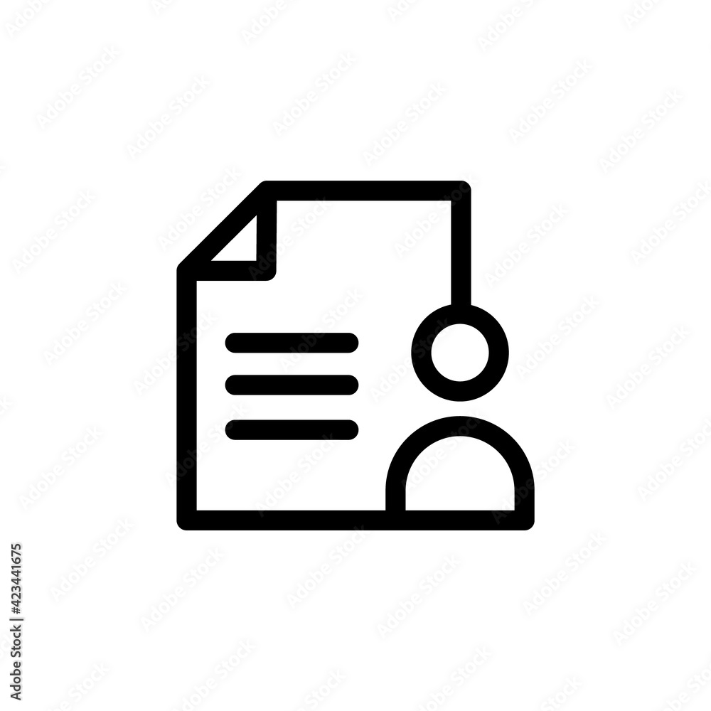 Resume - vector line design single isolated icon. Hands holding page with resume. account info, profile card, personal data linear icon on white Resume - vector line design single isolated icon. Hands holding page with resume. account info, profile card, personal data linear icon on white