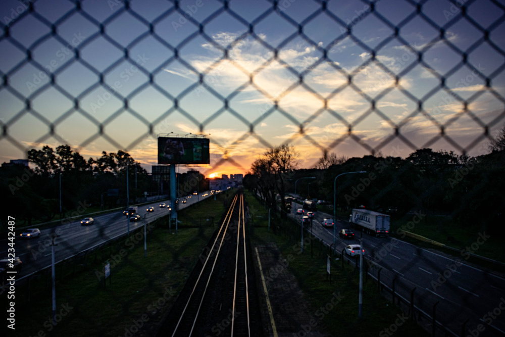 Fototapeta premium Atardecer de Otoño , Buenos Aires , Argentina 